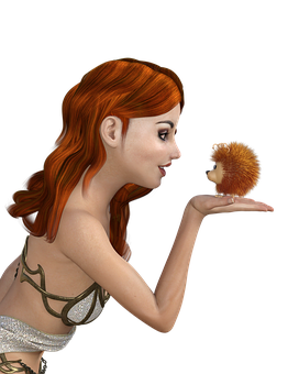 Redhead Womanwith Hedgehog