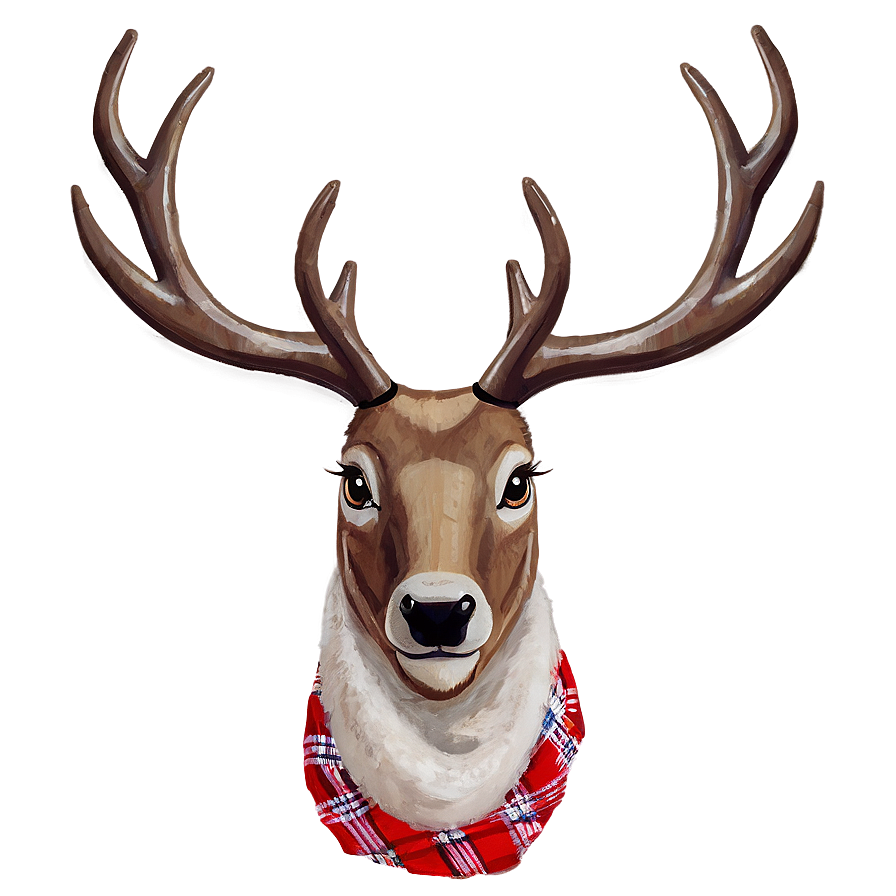 Reindeer Face With Scarf Png Wjp64