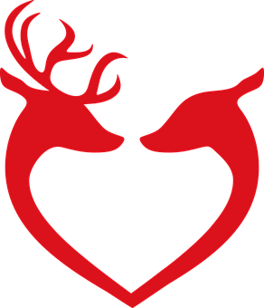 Reindeer Heart Silhouette Graphic PNG with transparent background