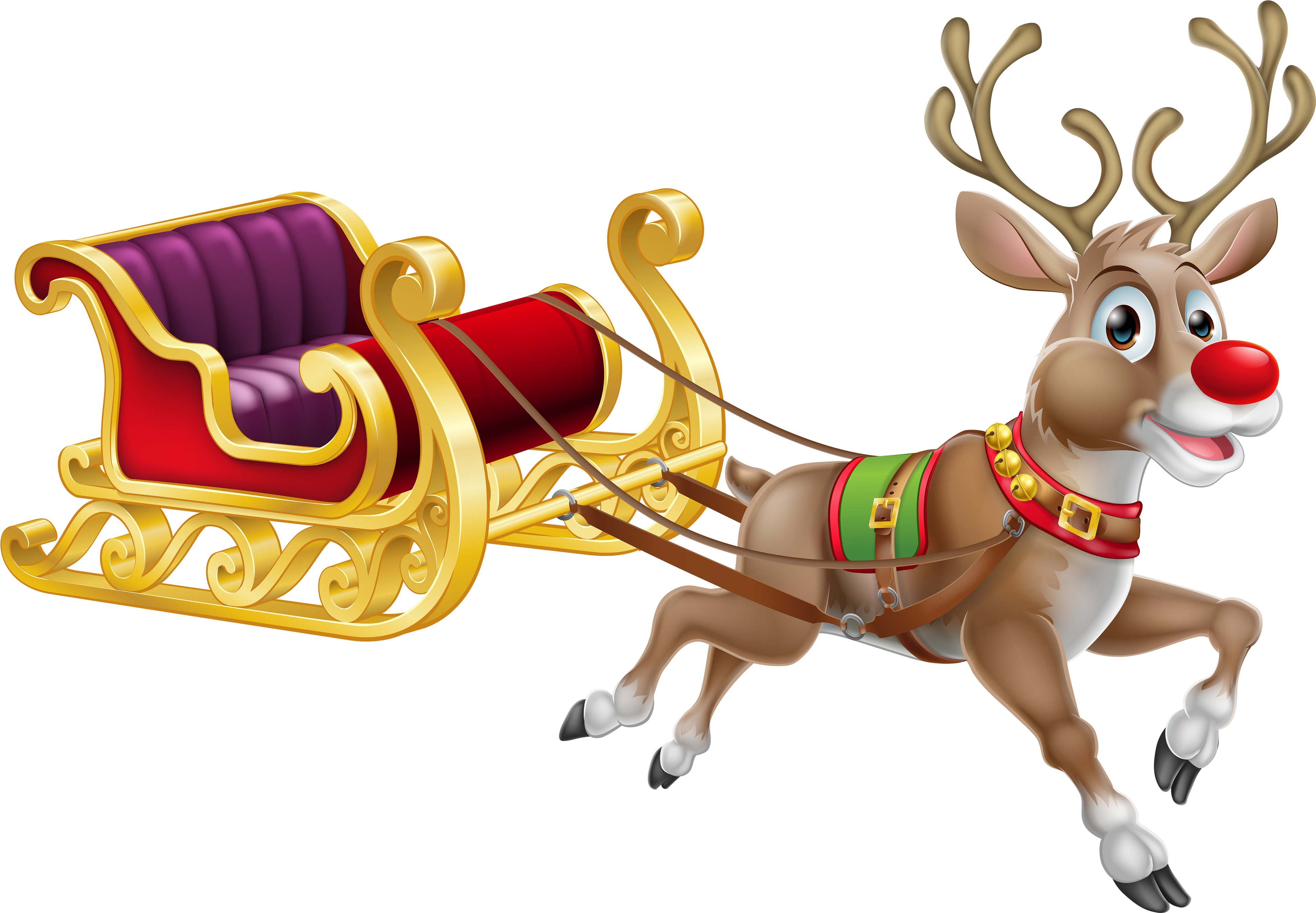 Reindeer Pulling Santa Sleigh