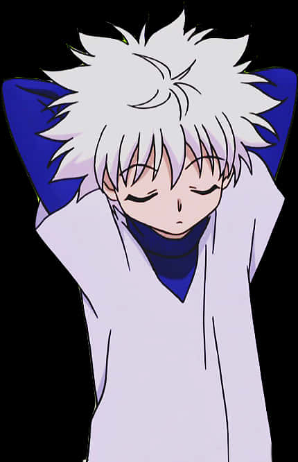 Relaxed Anime Character Killua PNG with transparent background