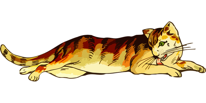 Relaxed Tabby Cat Illustration