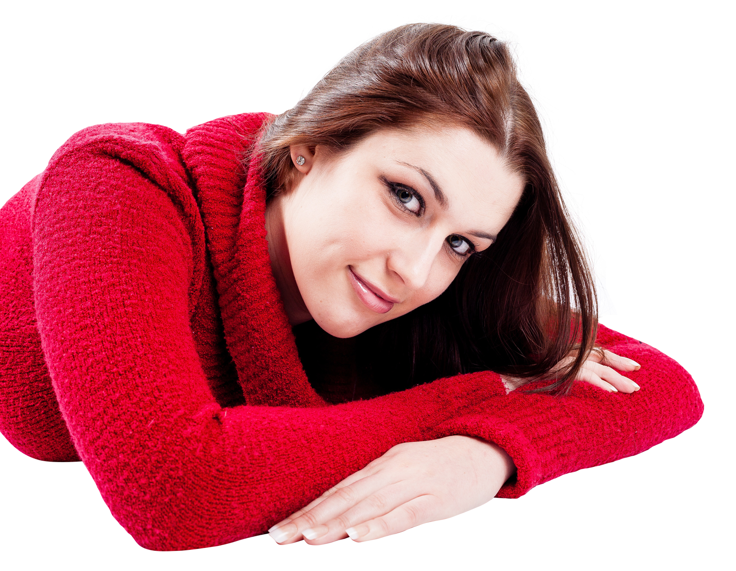 Relaxed Womanin Red Sweater