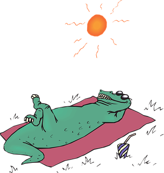 Relaxing Alligator Sunbathing PNG with transparent background