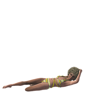 Relaxing Animated Characterin Bikini PNG with transparent background