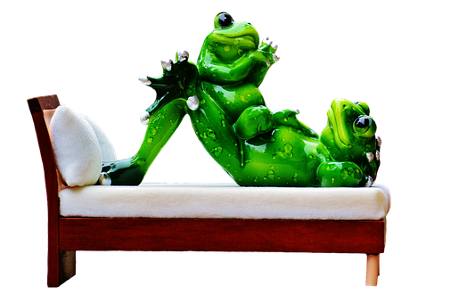 Relaxing Frogson Bench Figurine PNG with transparent background