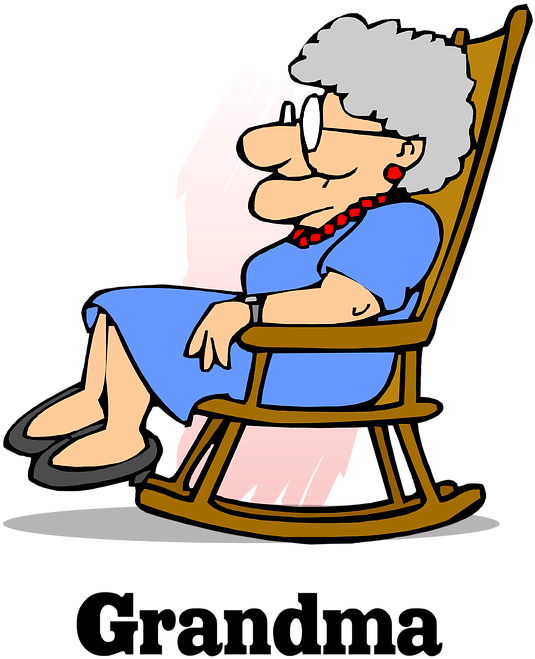 Relaxing Grandma Cartoon Rocking Chair