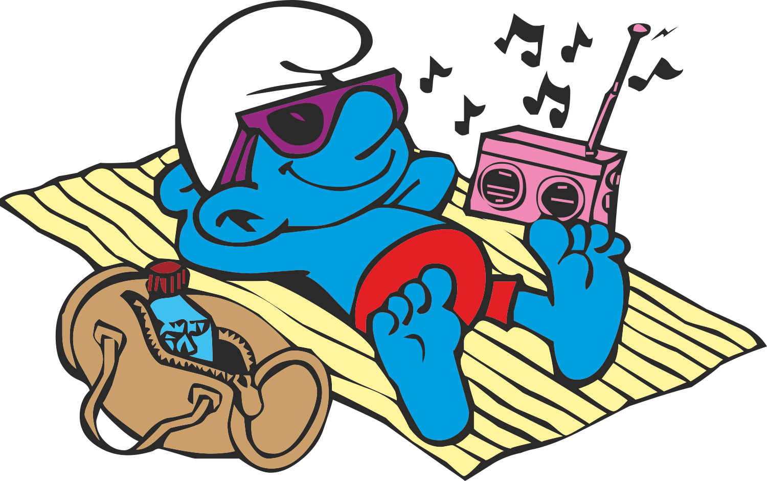 Relaxing Smurfwith Radioand Sunglasses.png