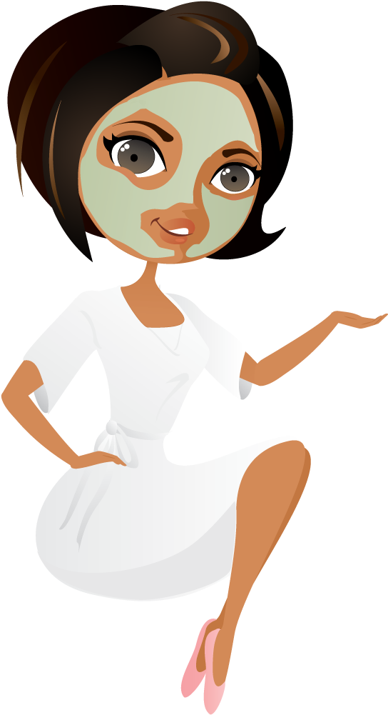 Relaxing Spa Facial Treatment Cartoon PNG with transparent background