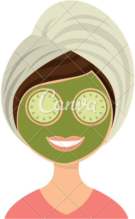 Relaxing Spa Facial Treatment Illustration PNG with transparent background