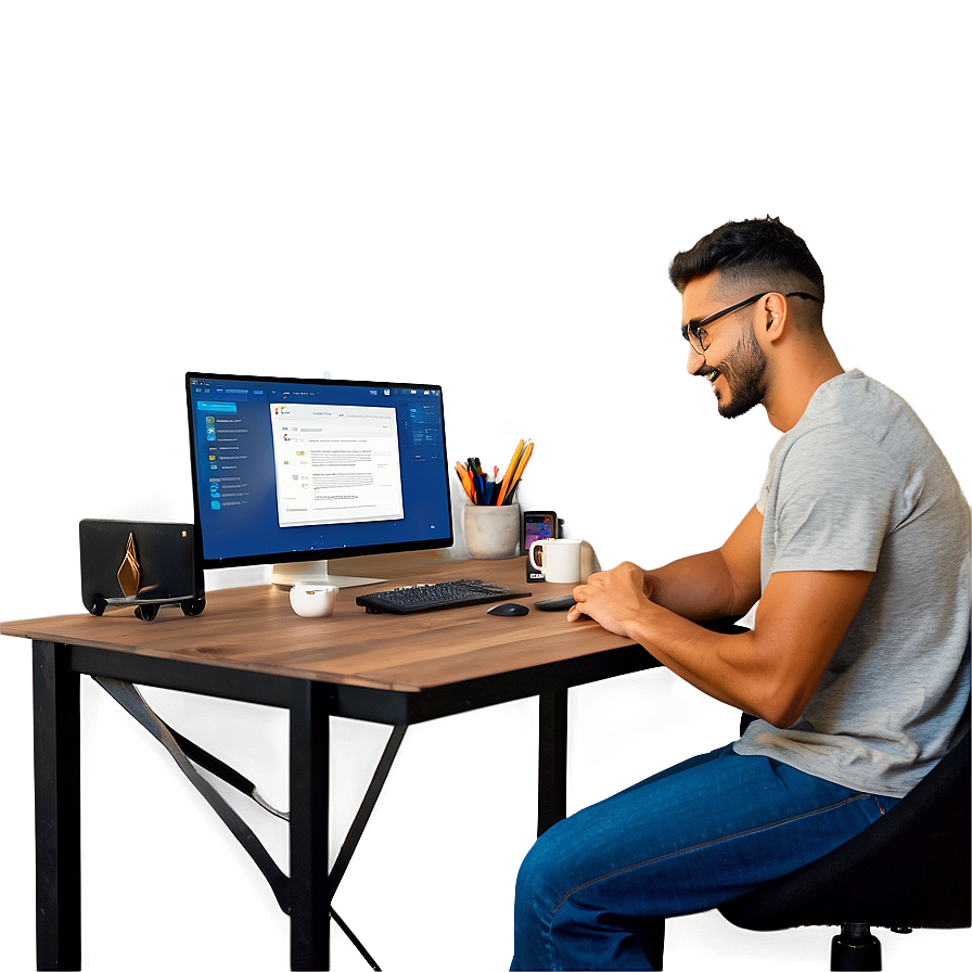 Remote Worker Setup PNG pmr PNG with transparent background