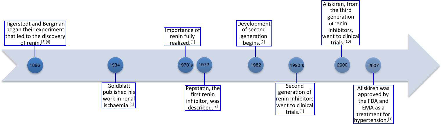 Renin Inhibitor Development Timeline PNG with transparent background