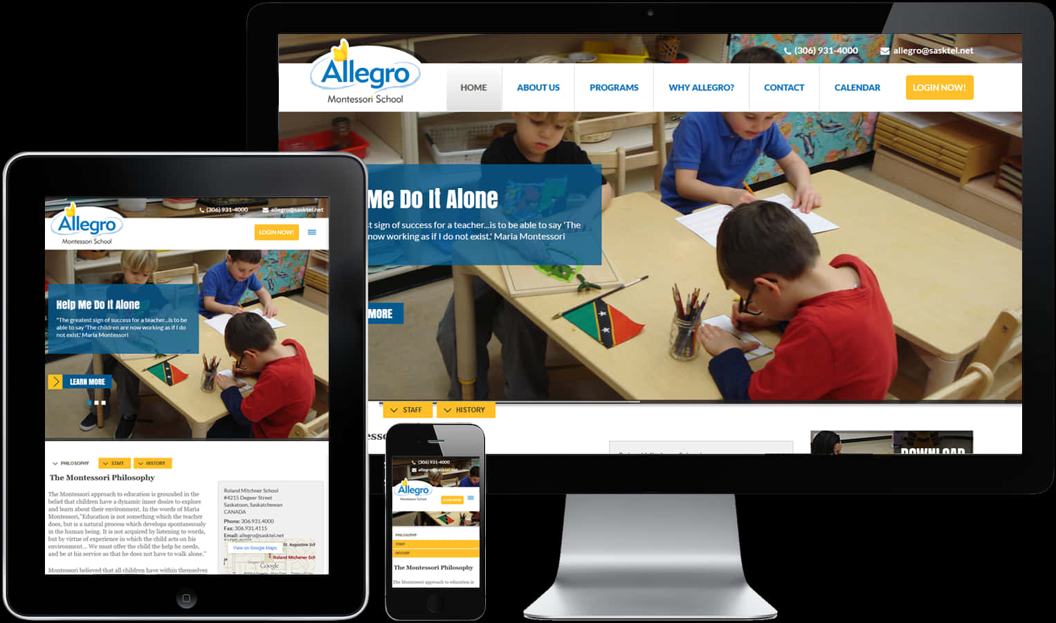 Responsive Design Allegro Montessori School Website