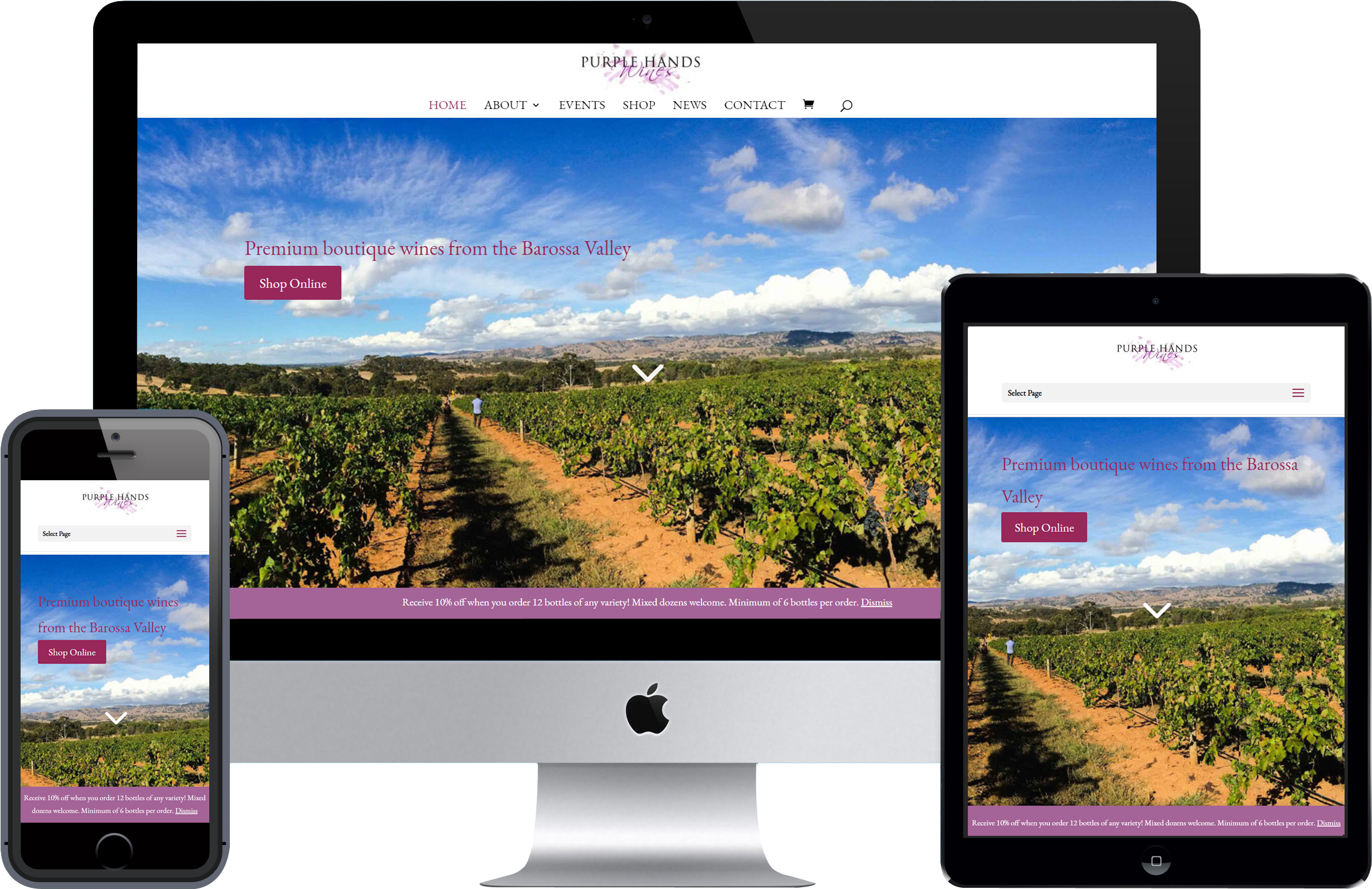 Responsive Web Design Purple Hands Winery