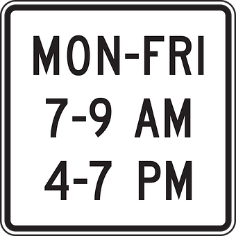 Restricted Parking Sign Mon Fri Times PNG with transparent background