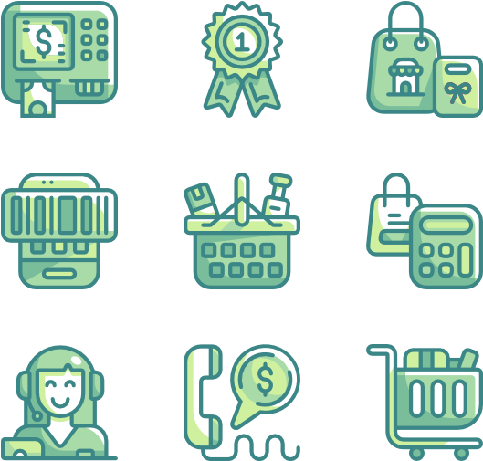 Retail Service Icons Set PNG with transparent background