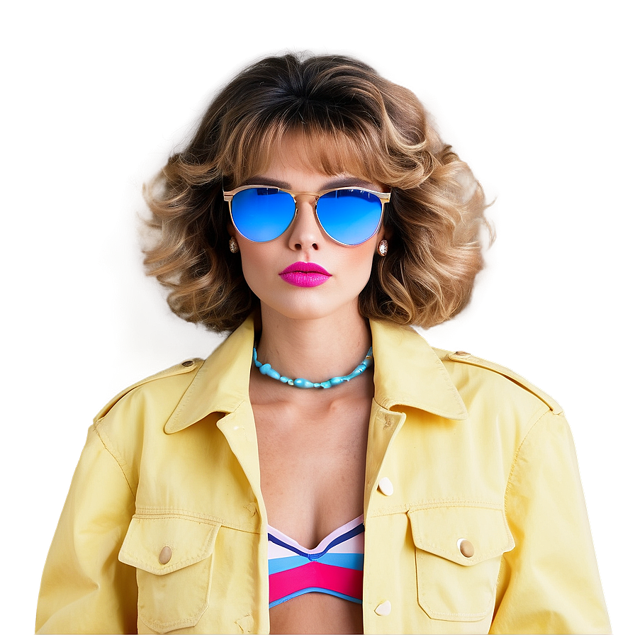 Retro 80s Fashion Portrait Png Rmv