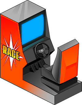 Retro Arcade Racing Game Machine PNG with transparent background
