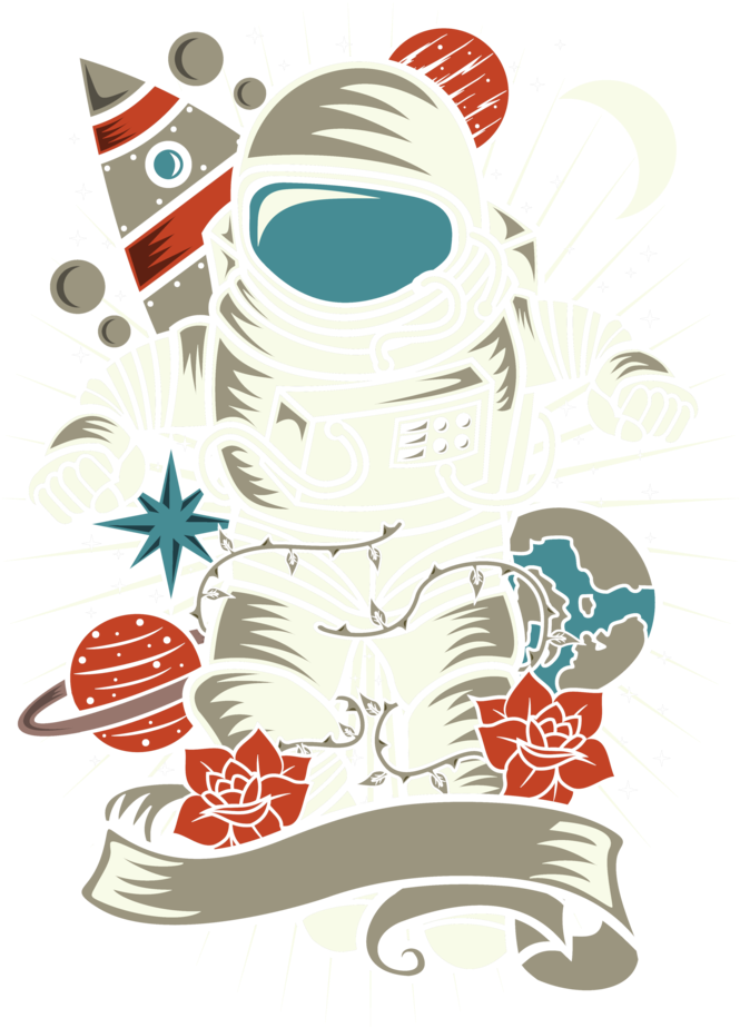 Graphic Retro Distressed Design By Ceciljamesrhodes - Retro Astronaut, HD Png Download PNG with transparent background