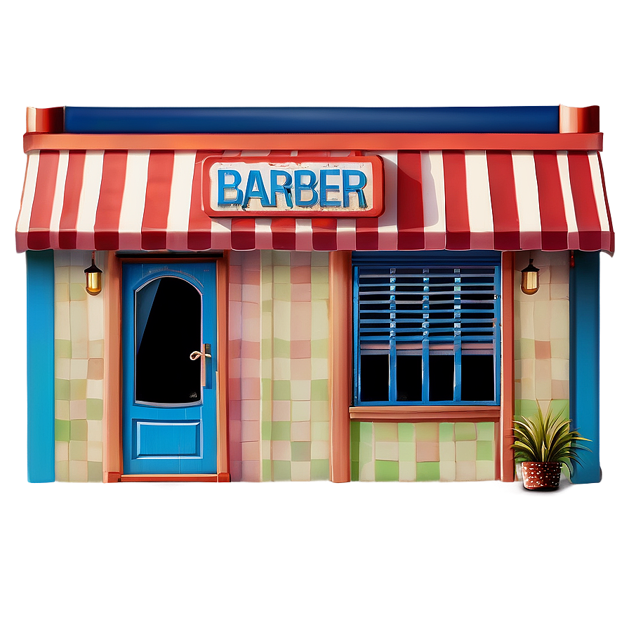 Retro Barber Shop Facade Png Lfw8