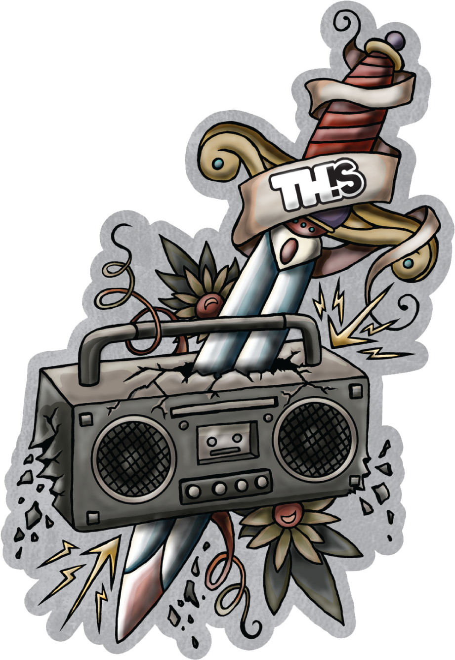 Retro Boombox Tattoo Design