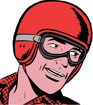 Retro Comic Helmet Man PNG image with a transparent background, free high-resolution download