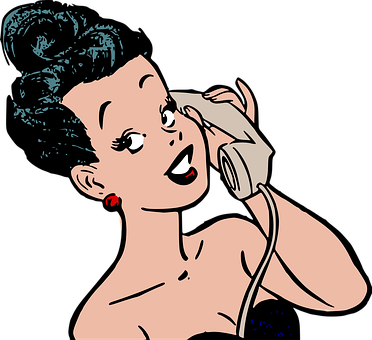 Retro Comic Woman On Phone PNG with transparent background