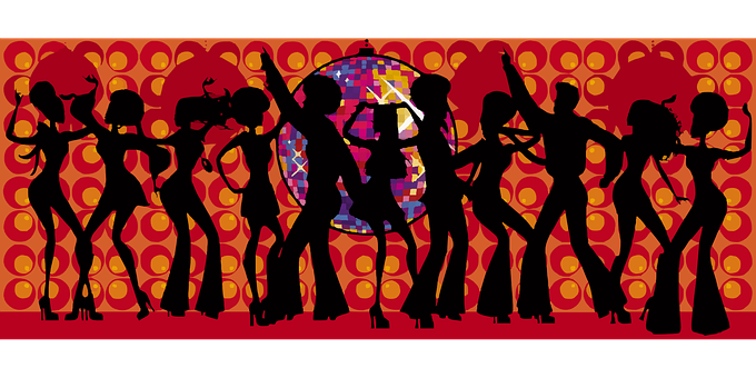 Retro Dance Party Silhouettes PNG with transparent background