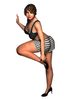 Retro Dance Pose3 D Model PNG with transparent background