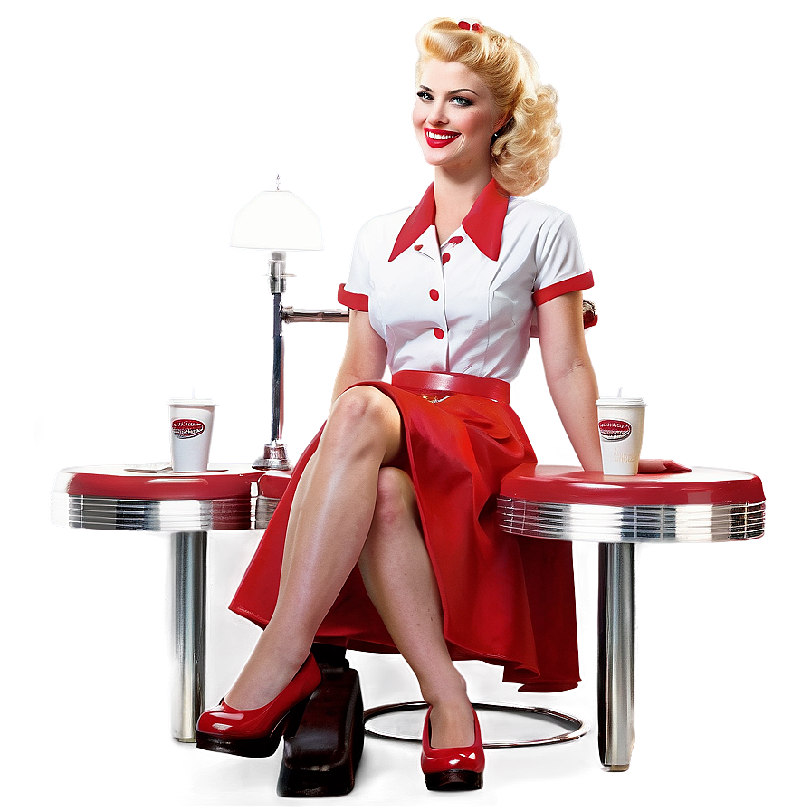 Retro Diner Waitress Png 06272024