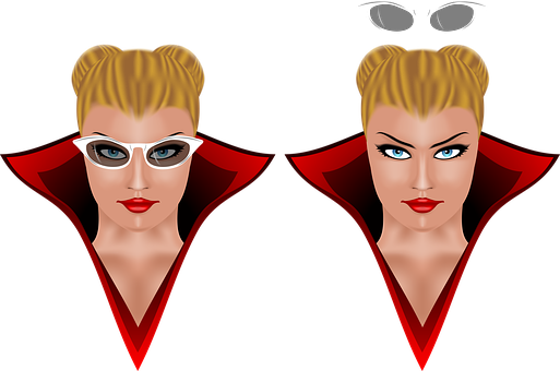 Retro Fashion Twin Portraits PNG with transparent background