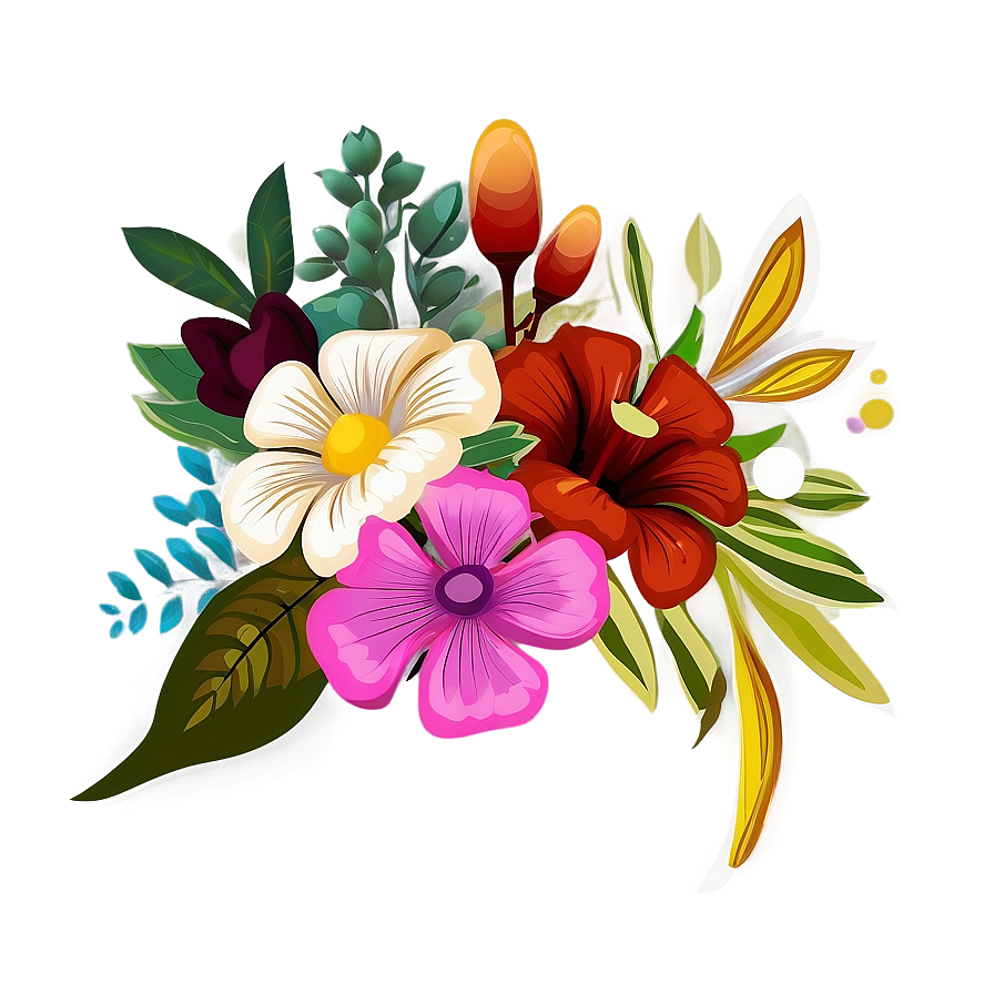 Retro Floral Bouquet Composition Png Xtn68