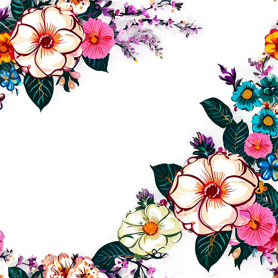 Retro Floral Cascade Png Yyy