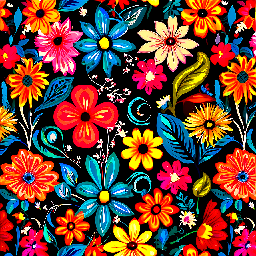 Retro Floral Pattern Png Qic62