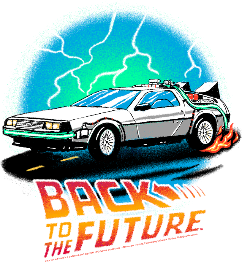 Retro Futuristic Delorean Time Travel PNG with transparent background