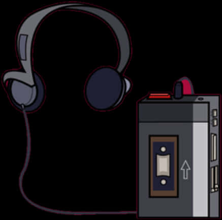 Retro Headphonesand Cassette Player PNG with transparent background