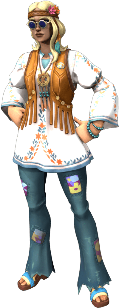 Retro Hippie Fashion Character