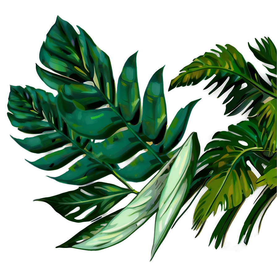 Retro Palm Leaves Png Uov