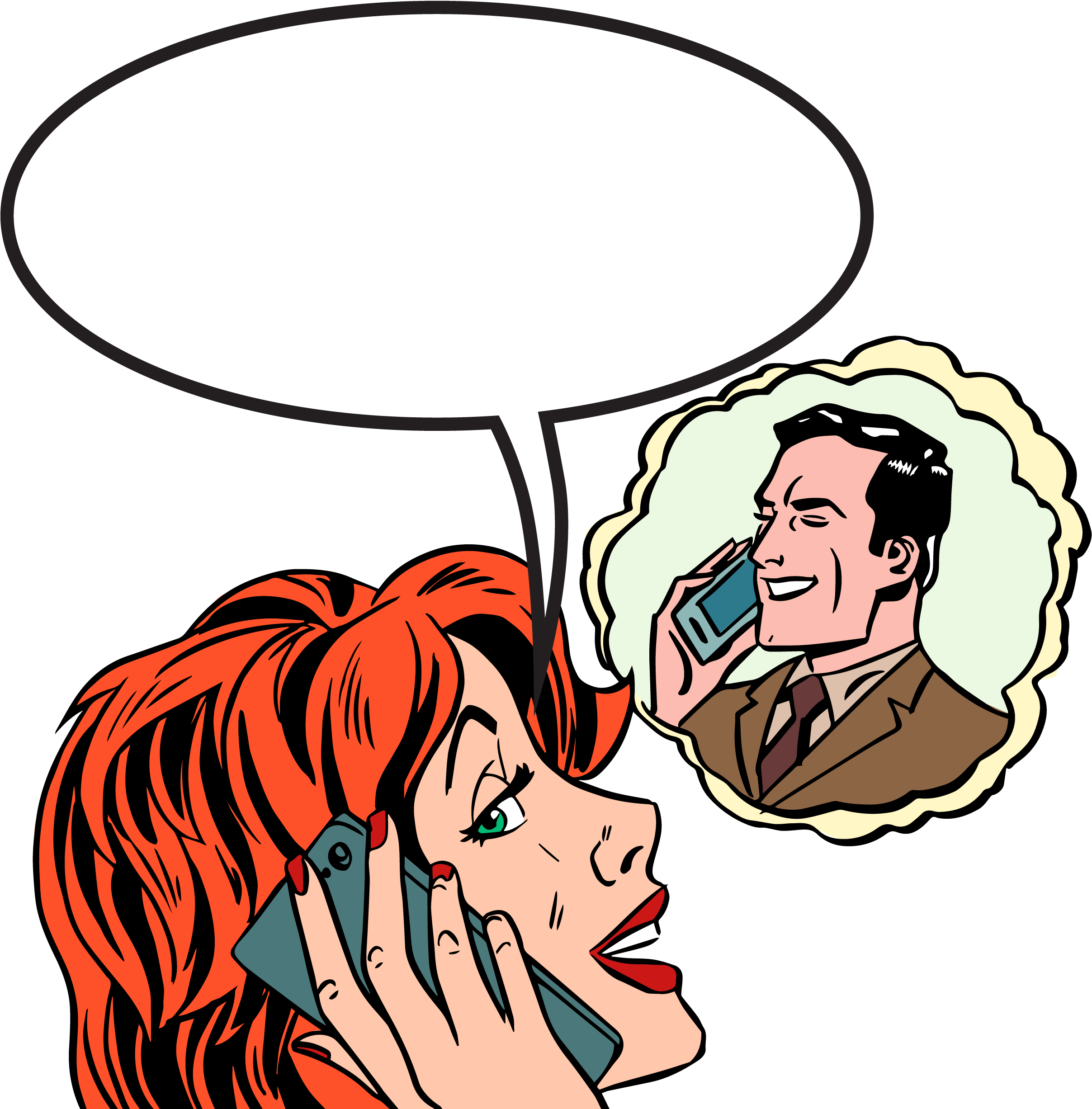 And Art Photography Men Illustration Royalty-free Women - Calling Phone Pop Art, HD Png Download PNG with transparent background