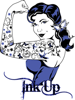 Retro Pinup Girl Tattoo Art PNG with transparent background