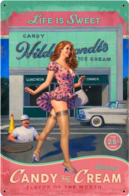 Retro Pinup Ice Cream Shop Scene