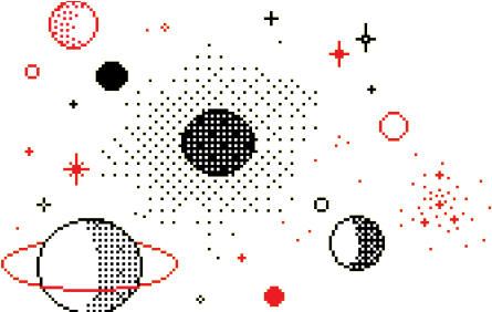 Retro Pixel Space Scene PNG with transparent background
