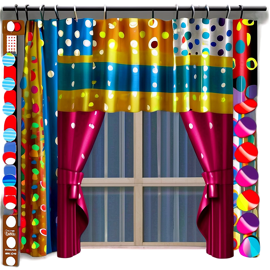 Retro Polka Dot Curtain Png Pjn