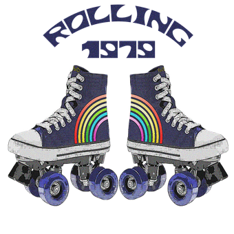 Retro Rolling1979 Rainbow Roller Skates PNG with transparent background