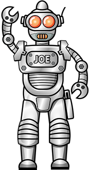 Retro Silver Robot Joe PNG with transparent background