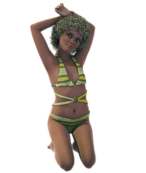 Retro Style Animated Girlin Bikini PNG with transparent background