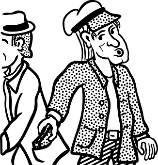 Retro Style Comic Characters Walking PNG image with a transparent background, free high-resolution download