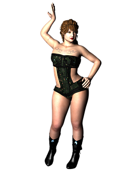Retro_ Style_ Female_ Warrior_ Pose PNG with transparent background