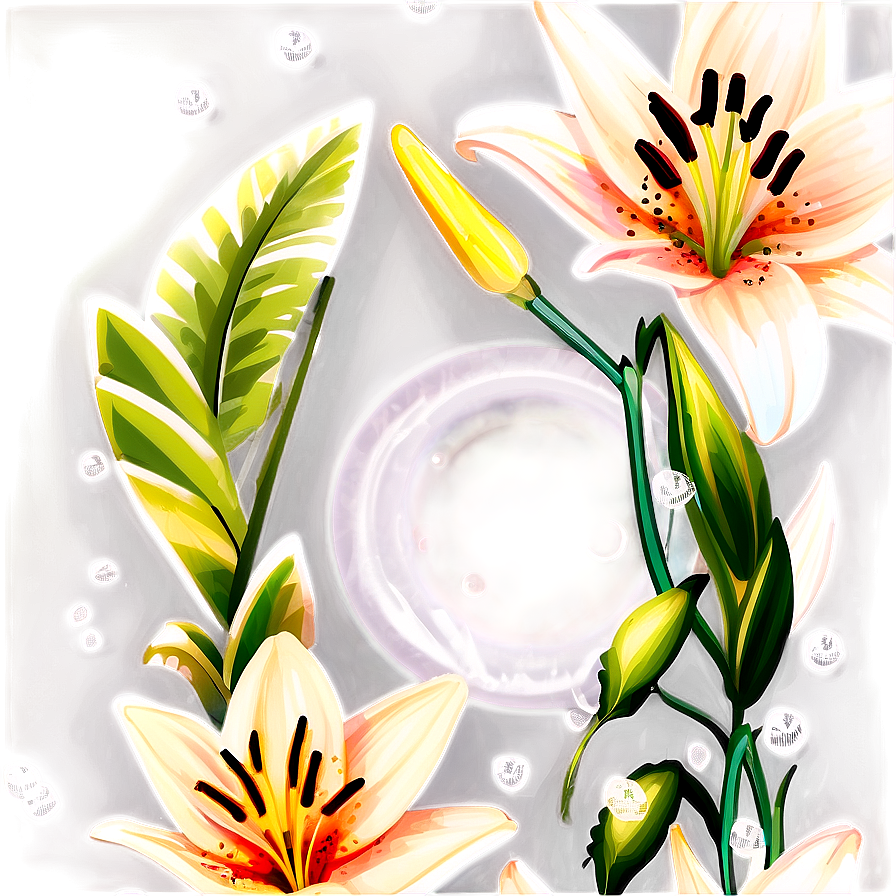 Retro Style Lilies Png 06282024