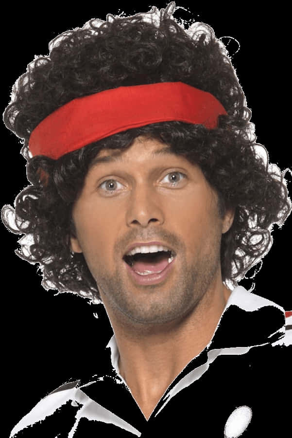 Retro Style Man Wearing Headbandand Wig